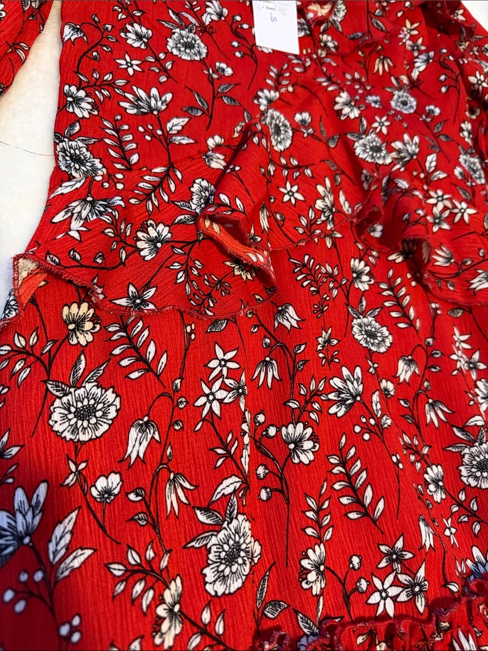 BCBGirls Red Floral Ruffle Dress - Picture 6 of 7